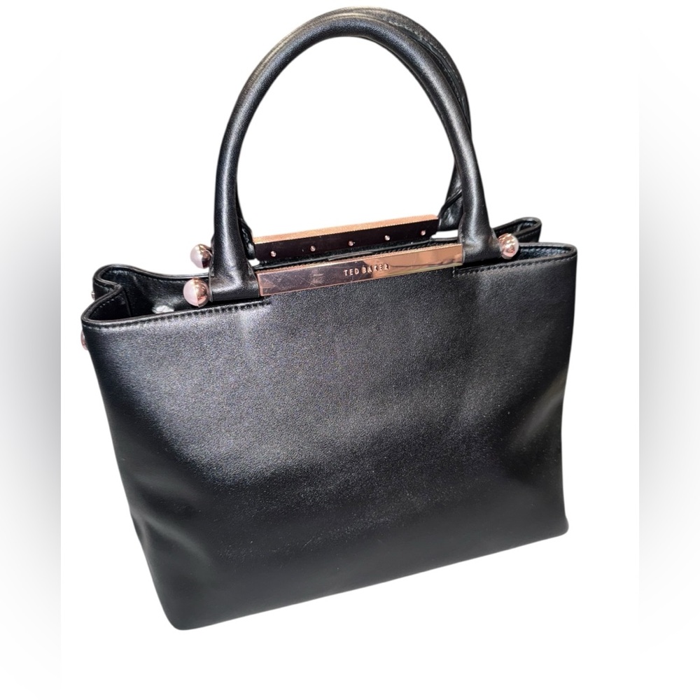 Ted Baker Anabel Pearl Handle Black and Gold Satchel